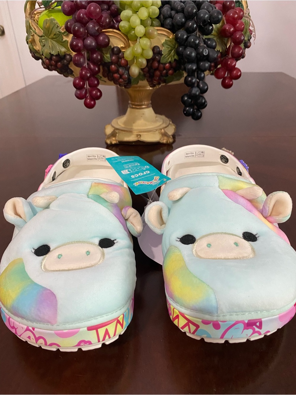 Crocs Unisex Unicorn Plush Clogs in Pastel Rainbow